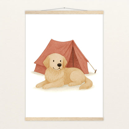 Hugo der Hund - Motiv: "Zelt" Poster mit Leisten von tinylearner