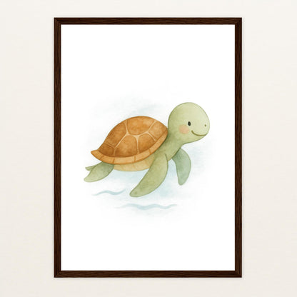 Sora die Schildkröte Poster mit Holzrahmen von tinylearner