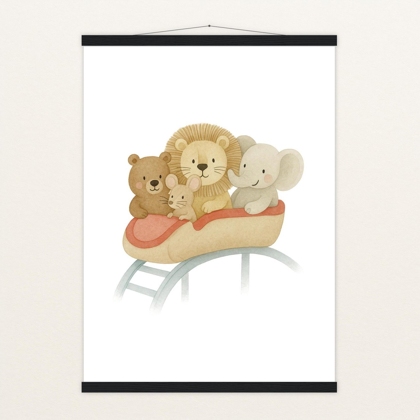 Tierfreunde - Motiv: "Achterbahn" Poster mit Leisten von tinylearner