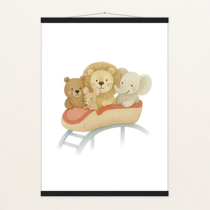 Tierfreunde - Motiv: "Achterbahn" Poster mit Leisten von tinylearner