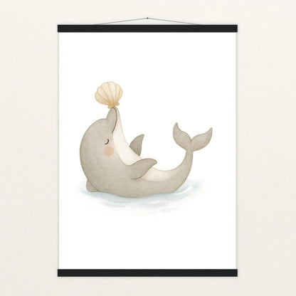 Dora der Delfin - Motiv: "Muschel" Poster mit Leisten von tinylearner