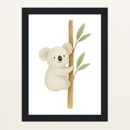 Kori der Koala Poster mit Holzrahmen von tinylearner