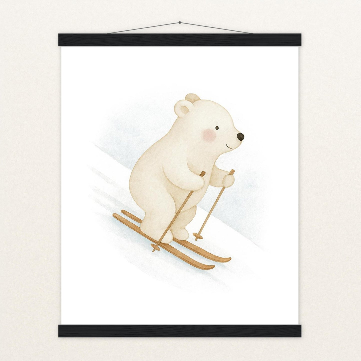 Pummel der Polarbär - Motiv: "Ski" Poster mit Leisten von tinylearner
