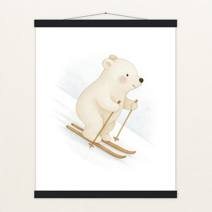 Pummel der Polarbär - Motiv: "Ski" Poster mit Leisten von tinylearner