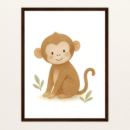 Aki der Affe Poster mit Holzrahmen von tinylearner