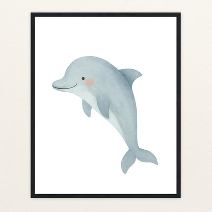 Dora der Delfin Poster mit Holzrahmen von tinylearner