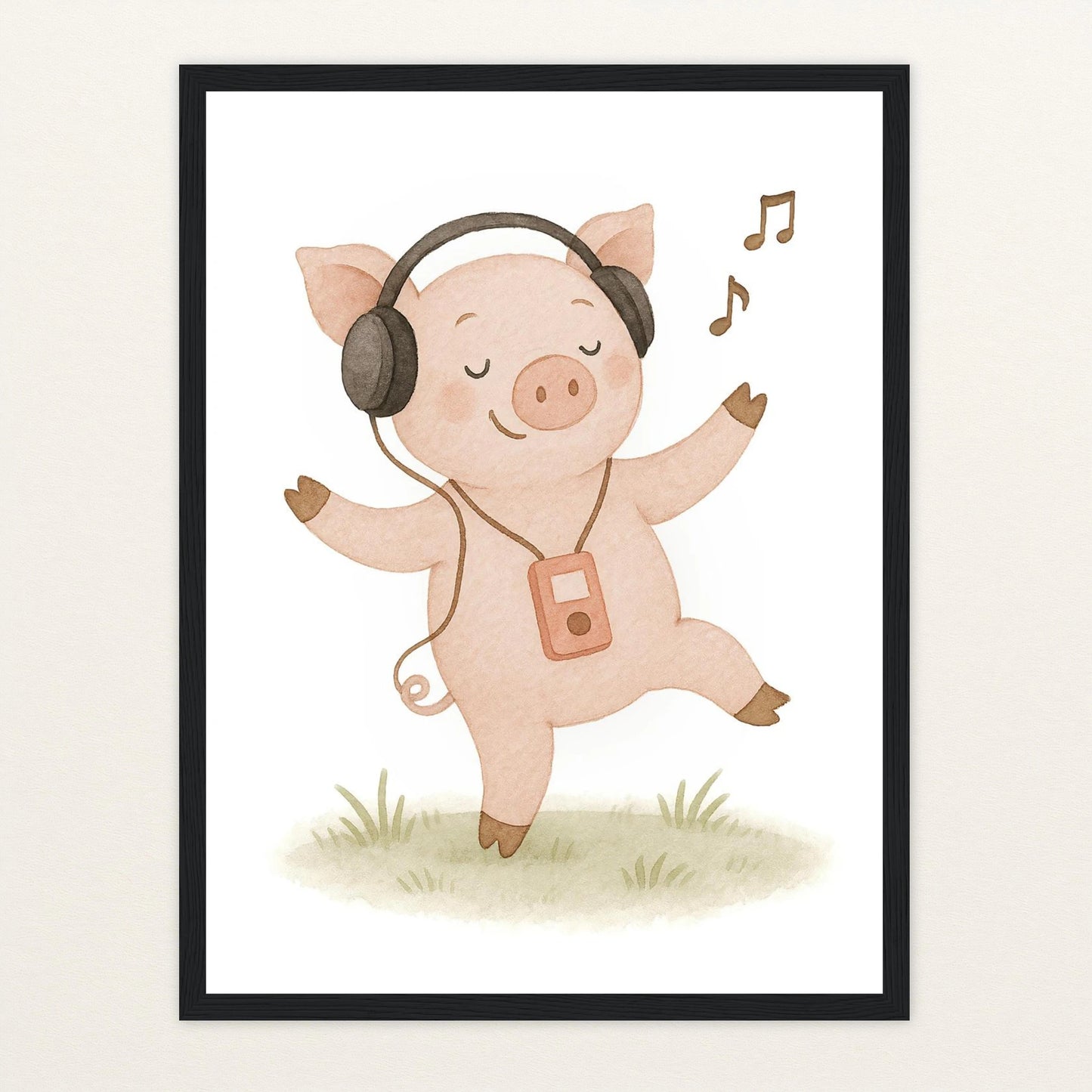 Susi das Schwein - Motiv: "Musik" Poster mit Holzrahmen von tinylearner