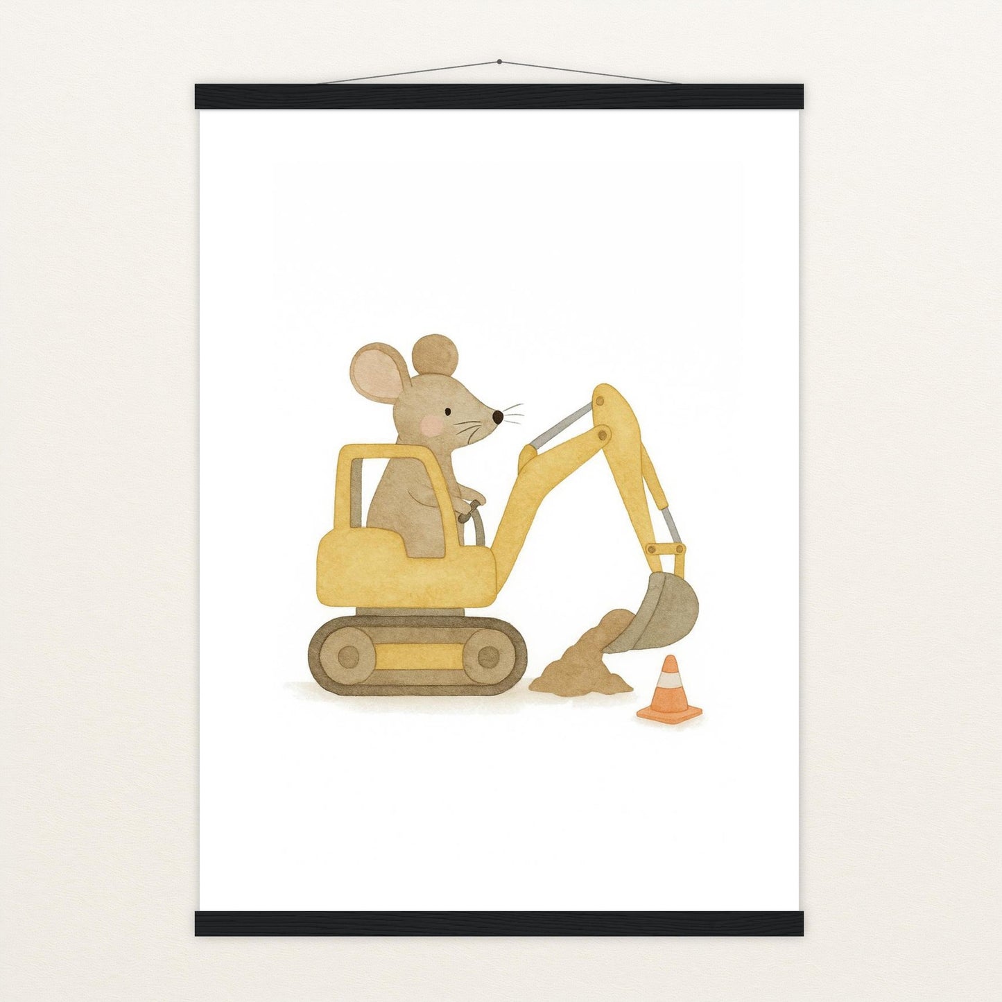Mimi die Maus - Motiv: "Bagger" Poster mit Leisten von tinylearner