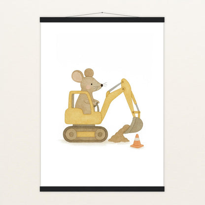 Mimi die Maus - Motiv: "Bagger" Poster mit Leisten von tinylearner