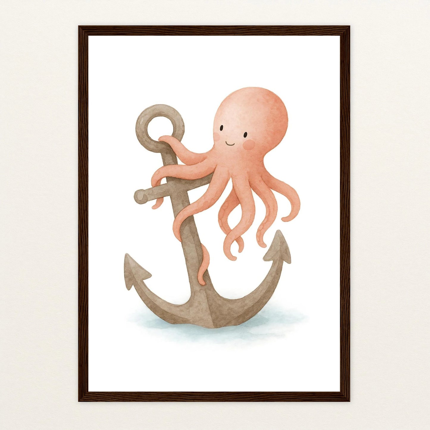 Tilli der Tintenfisch - Motiv: "Anker" Poster mit Holzrahmen von tinylearner