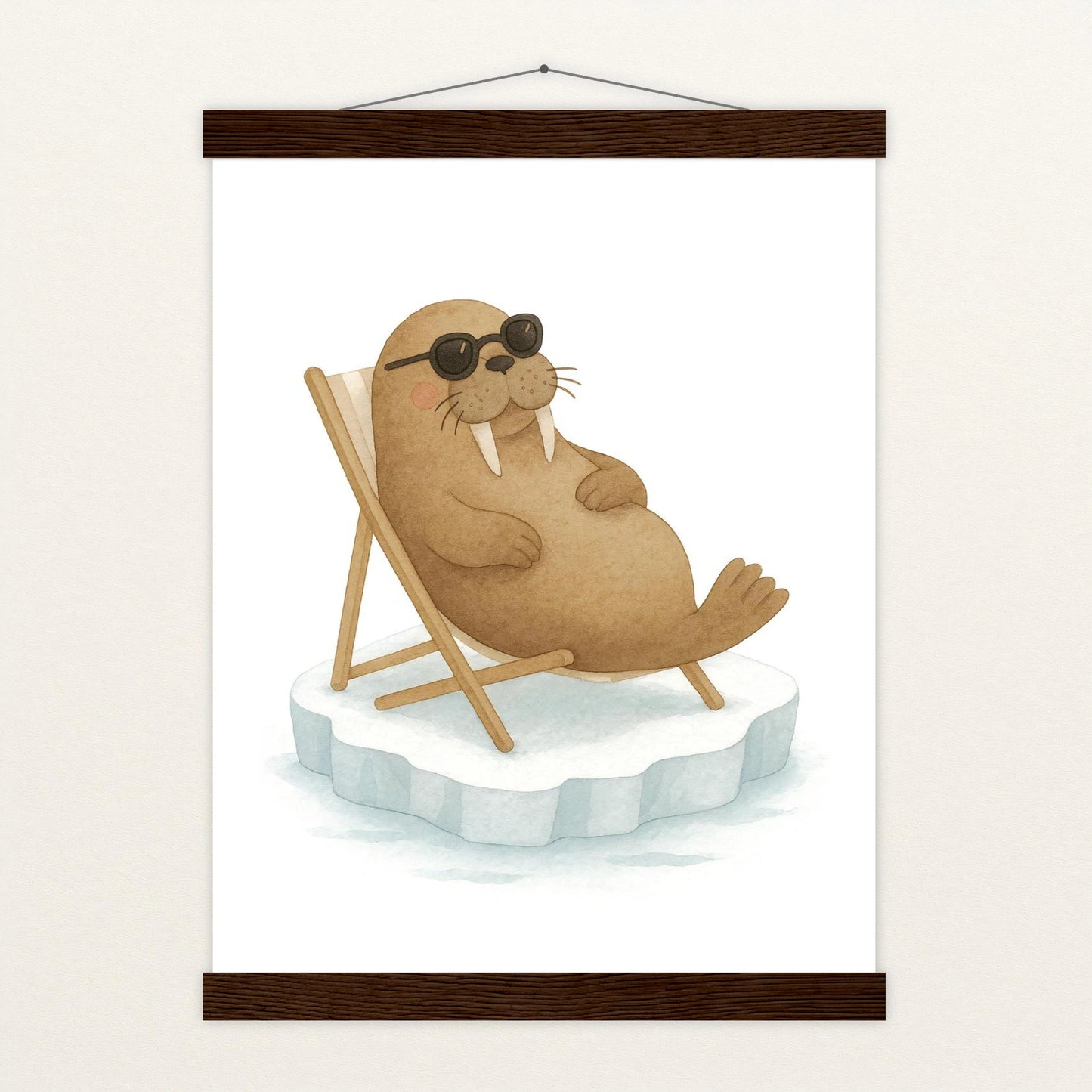 Wally das Walross - Motiv: "Liegestuhl" Poster mit Leisten von tinylearner