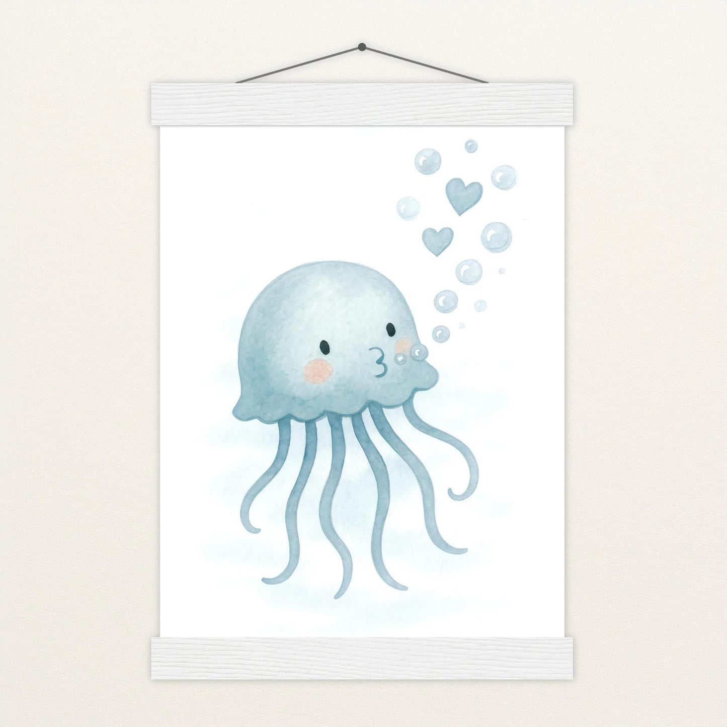 Quinn die Qualle - Motiv: "Luftblasen" Poster mit Leisten von tinylearner