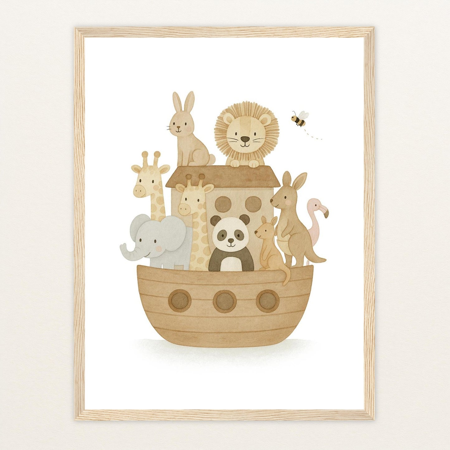 Tierfreunde - Motiv: "Arche Noah" Poster mit Holzrahmen von tinylearner