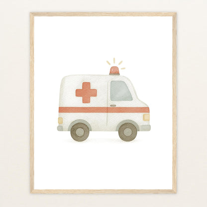 Krankenwagen Poster mit Holzrahmen von tinylearner
