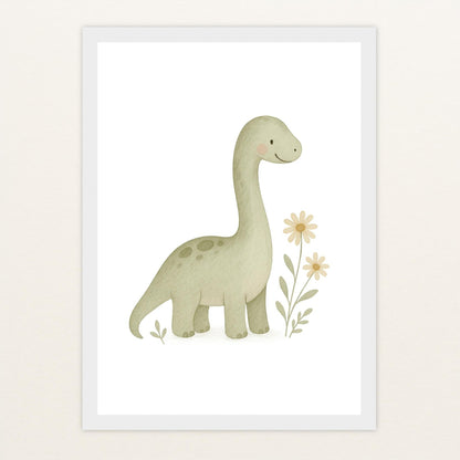 Dinosaurier Brachiosaurus Poster mit Holzrahmen von tinylearner