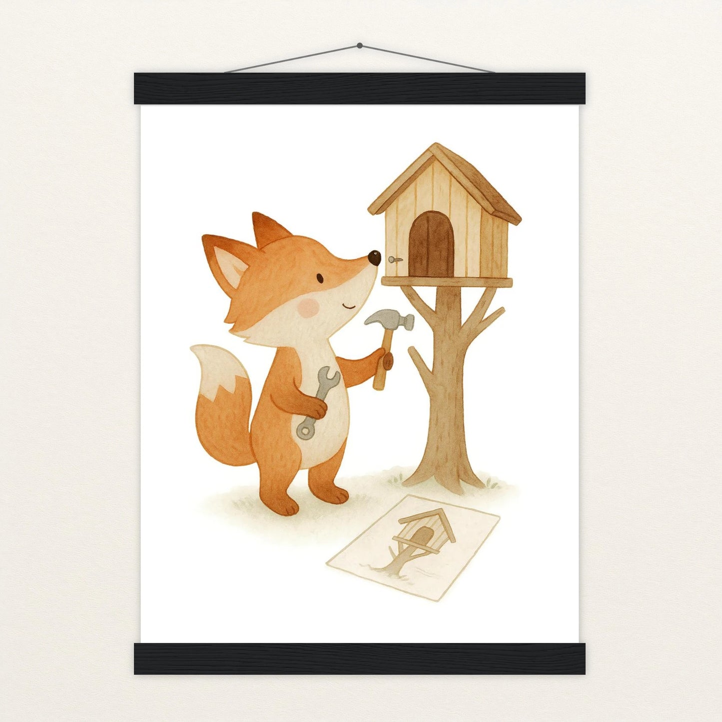 Finnegan der Fuchs - Motiv: "Baumhaus" Poster mit Leisten von tinylearner