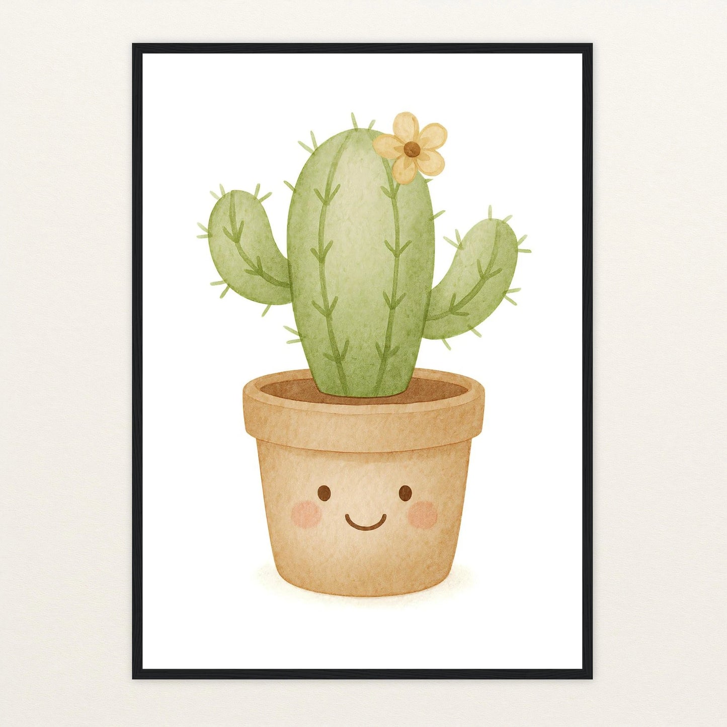 Kaktus Poster mit Holzrahmen von tinylearner
