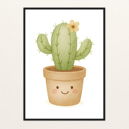 Kaktus Poster mit Holzrahmen von tinylearner