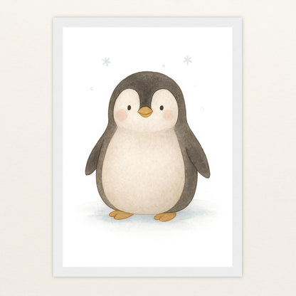 Pia der Pinguin Poster mit Holzrahmen von tinylearner