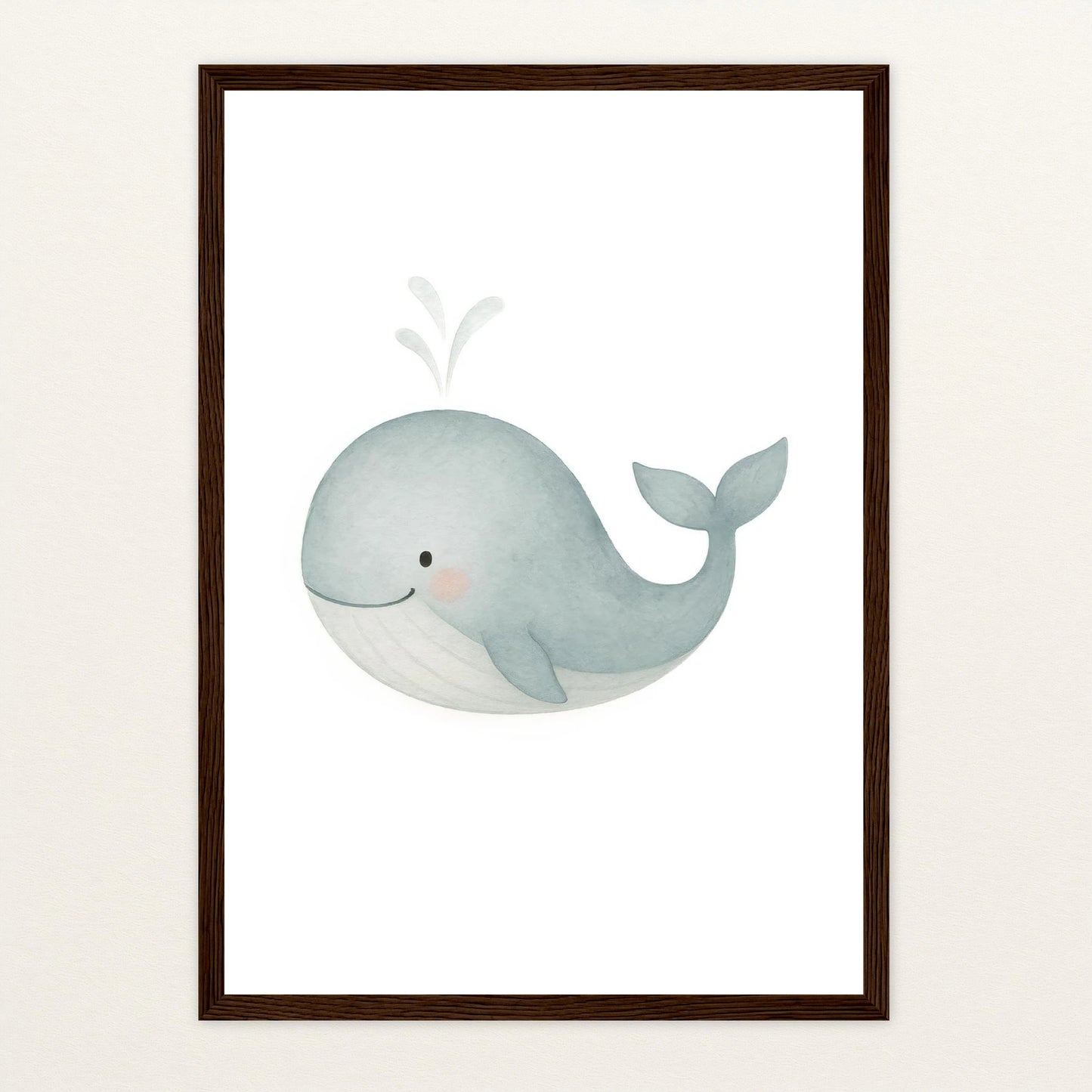 Willi der Wal Poster mit Holzrahmen von tinylearner