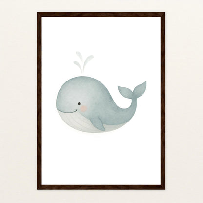 Willi der Wal Poster mit Holzrahmen von tinylearner