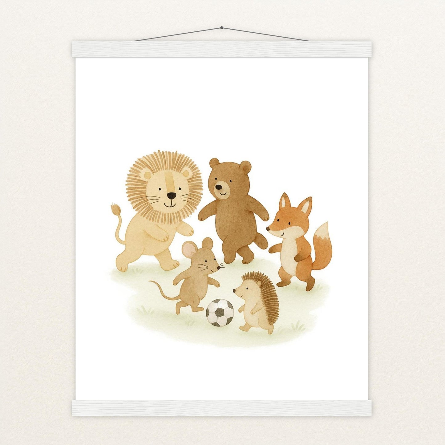 Tierfreunde - Motiv: "Fußball" Poster mit Leisten von tinylearner