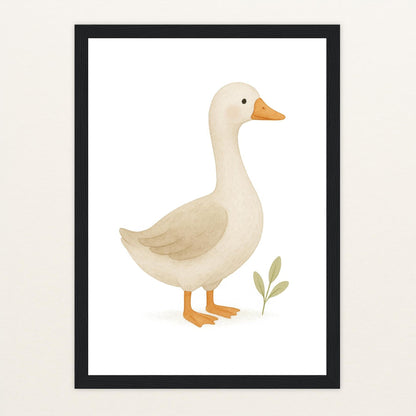 Gusi die Gans Poster mit Holzrahmen von tinylearner