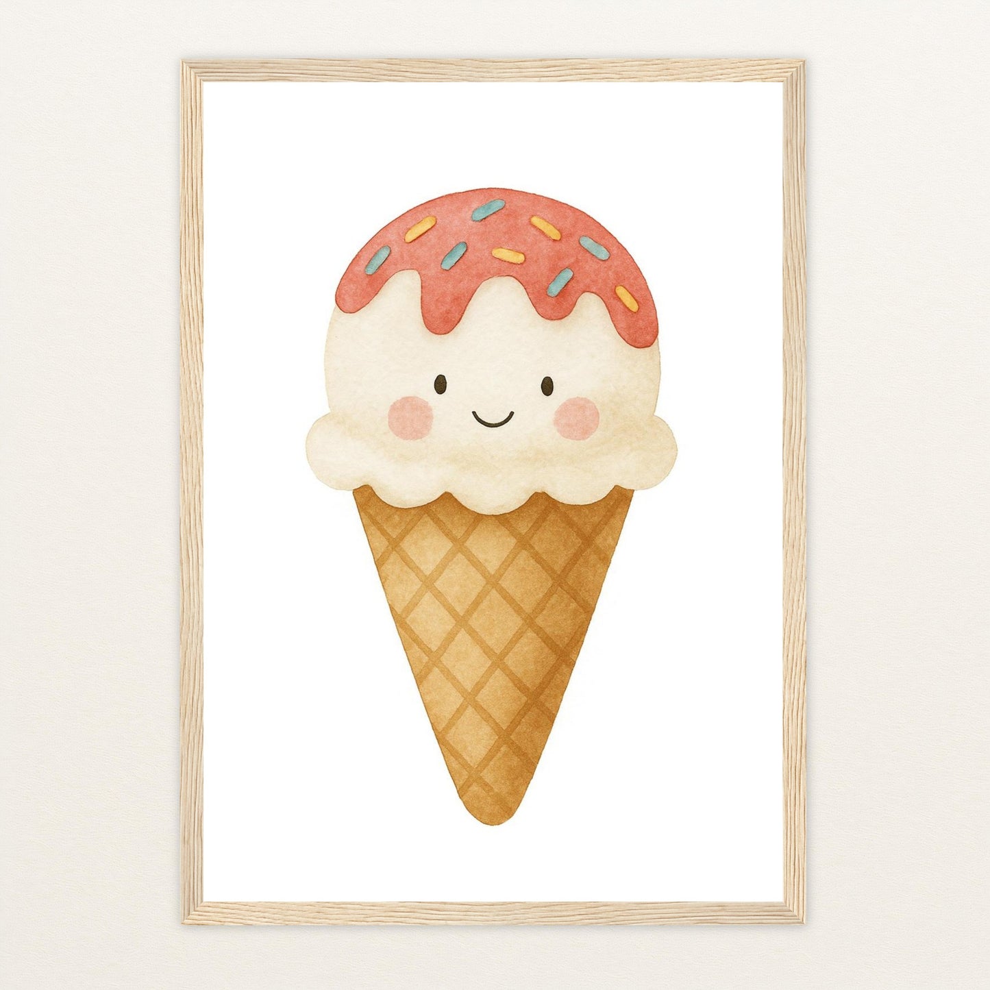 Süßes: Eiscreme Poster mit Holzrahmen von tinylearner
