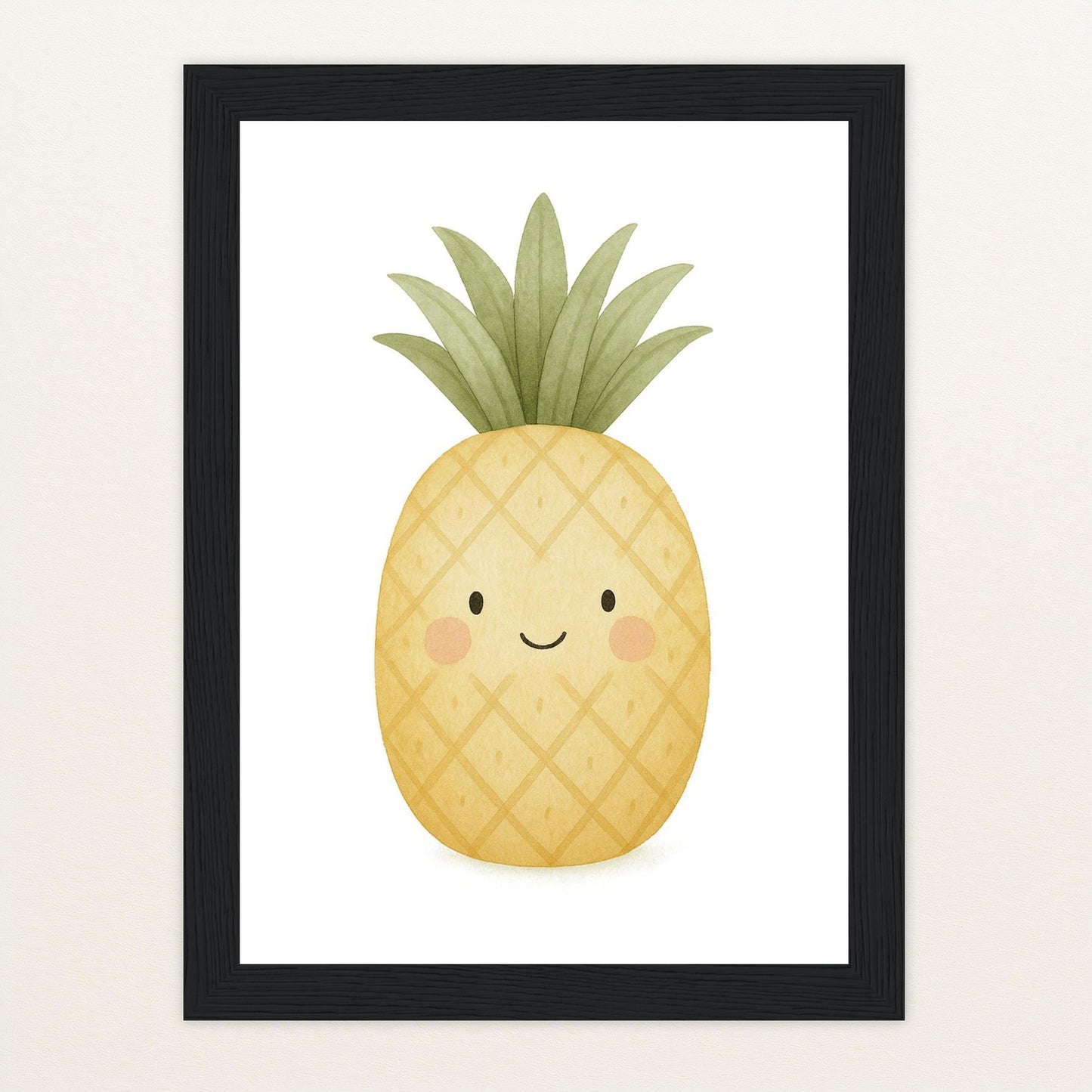 Obst: Ananas Poster mit Holzrahmen von tinylearner