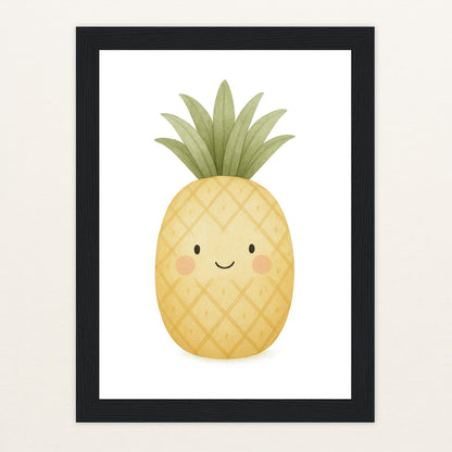 Obst: Ananas Poster mit Holzrahmen von tinylearner