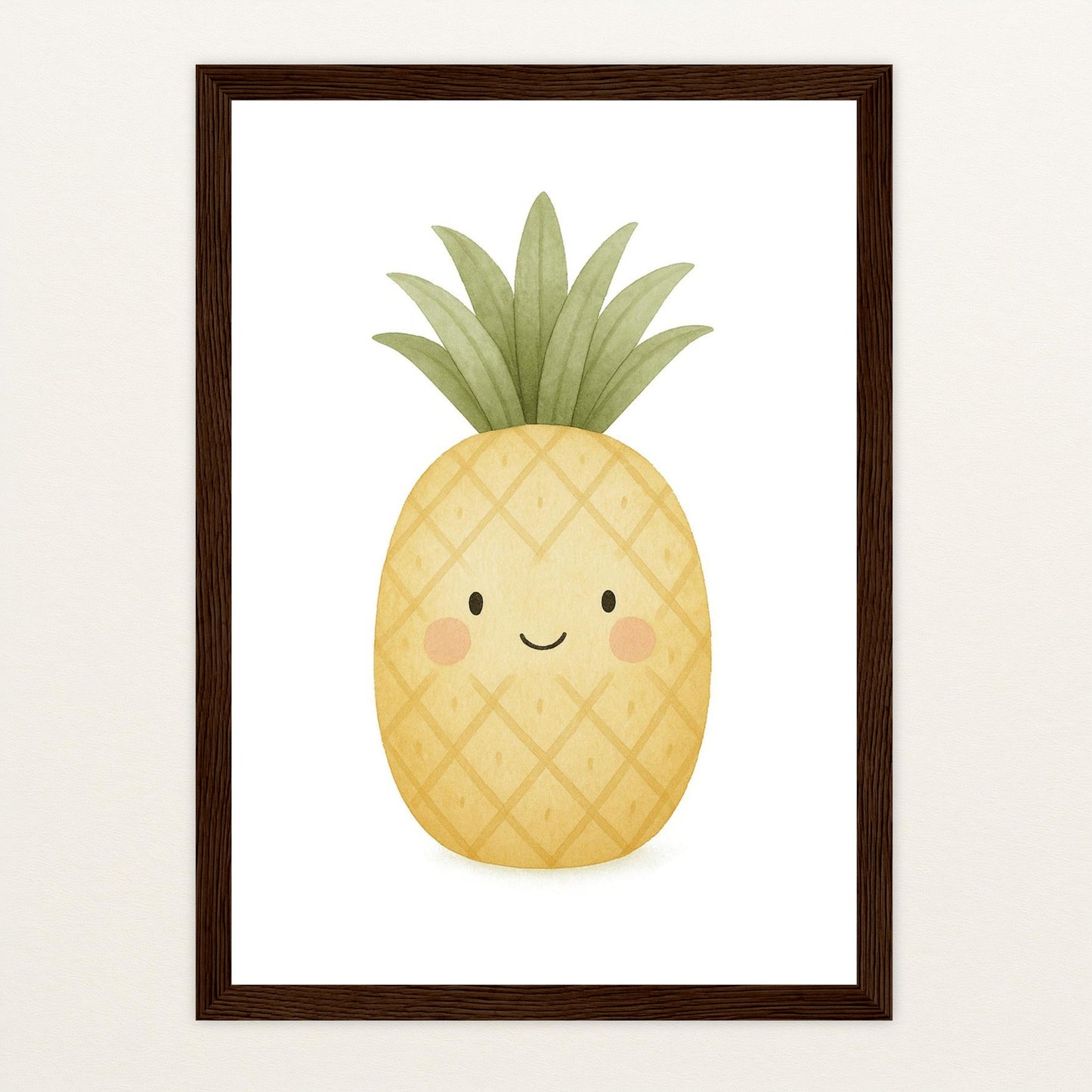 Obst: Ananas Poster mit Holzrahmen von tinylearner