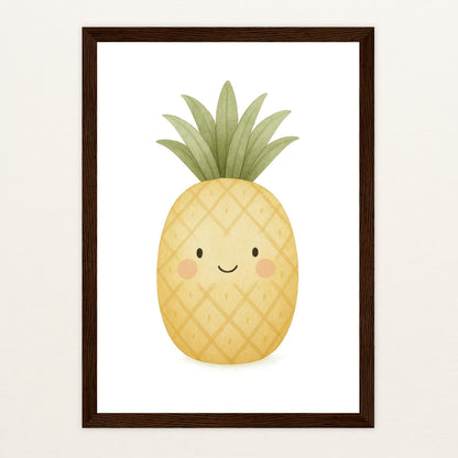 Obst: Ananas Poster mit Holzrahmen von tinylearner