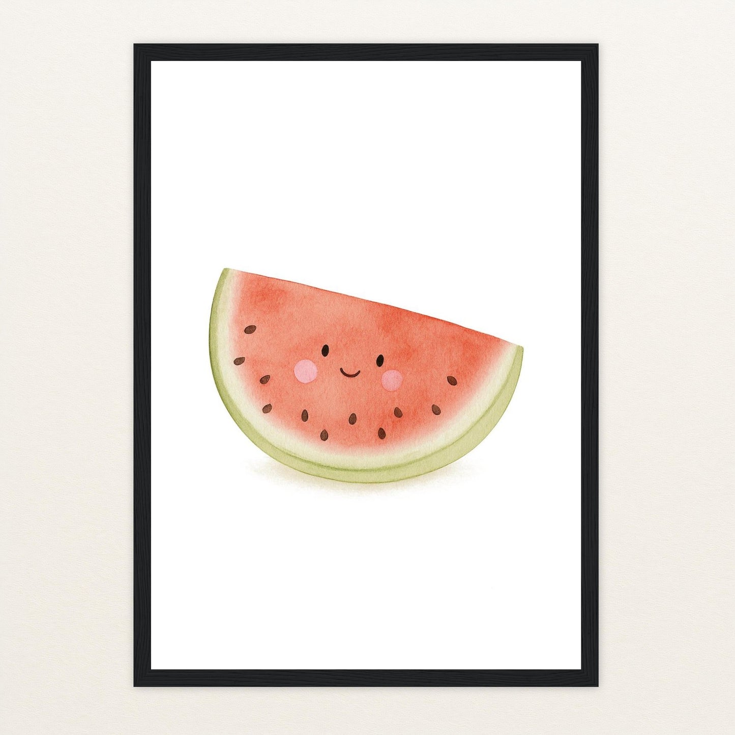 Obst: Melone Poster mit Holzrahmen von tinylearner