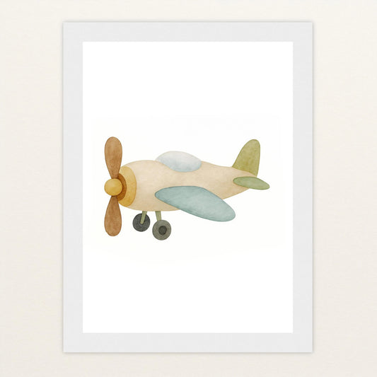 Propellerflugzeug Poster mit Holzrahmen von tinylearner