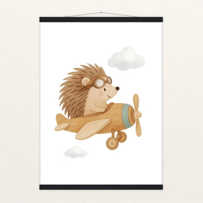 Iggi der Igel - Motiv: "Flugzeug" Poster mit Leisten von tinylearner