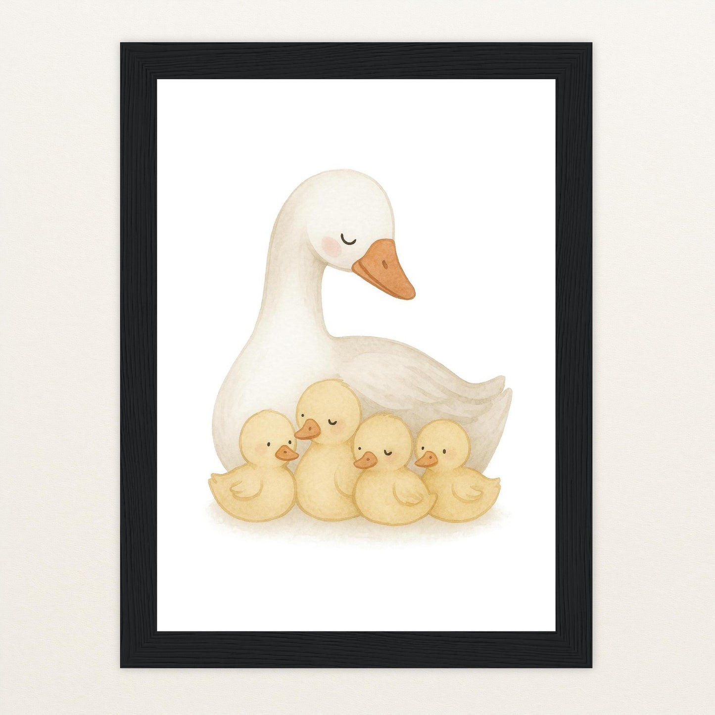 Gusi die Gans - Motiv: "Familie" Poster mit Holzrahmen von tinylearner