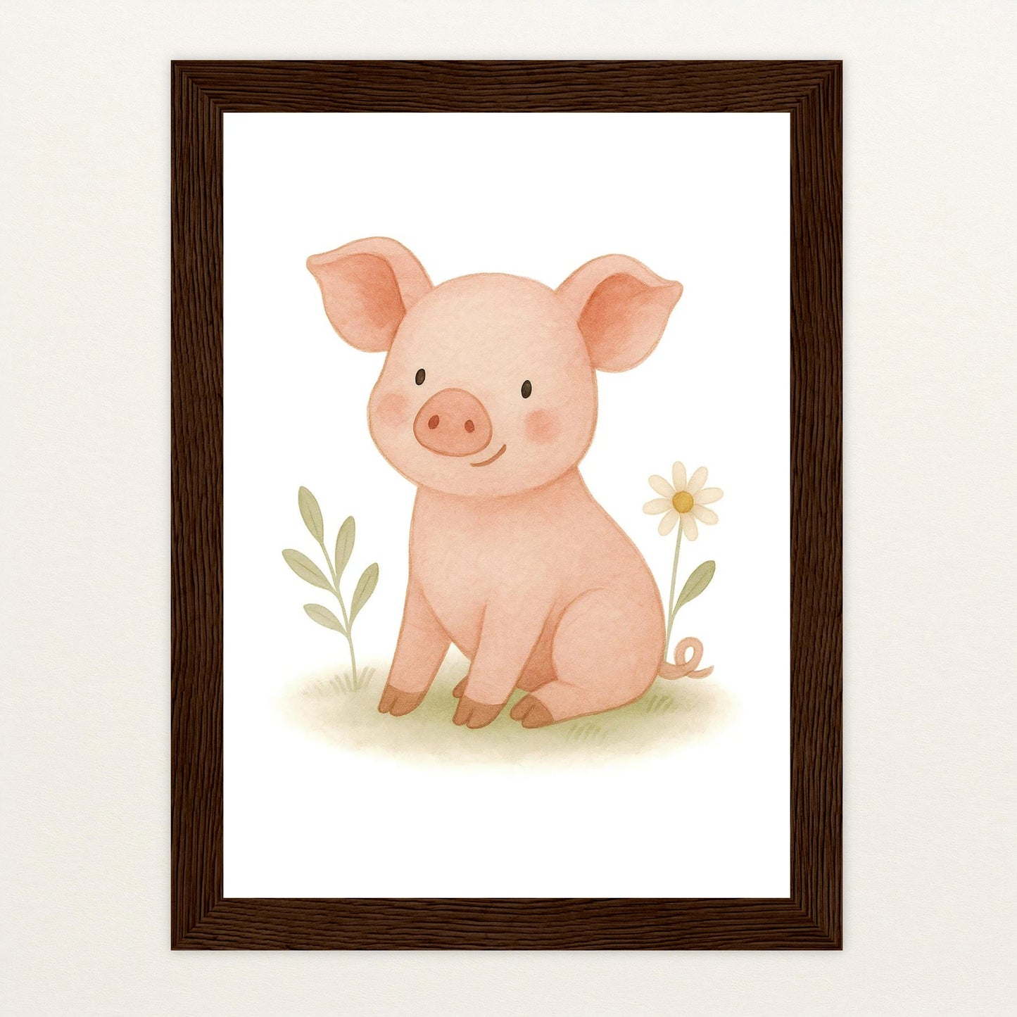 Susi das Schwein Poster mit Holzrahmen von tinylearner