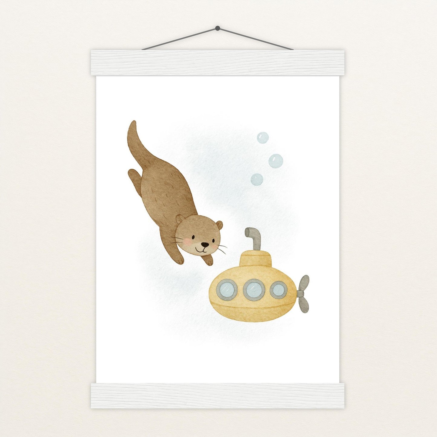 Otti der Otter - Motiv: "U-Boot" Poster mit Leisten von tinylearner