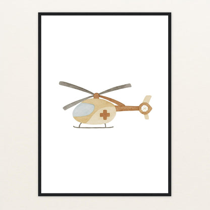 Rettungshubschrauber Poster mit Holzrahmen von tinylearner