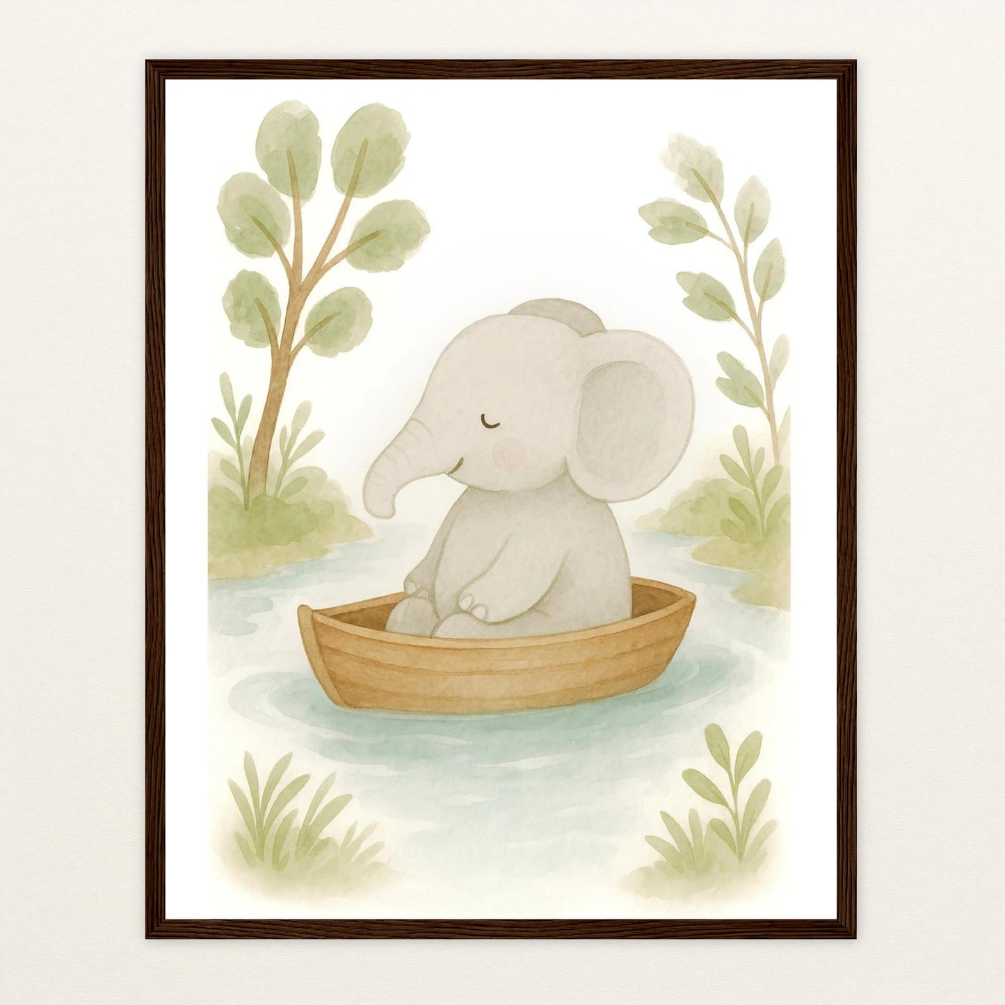 Emil der Elefant - Motiv: "Boot" Poster mit Holzrahmen von tinylearner