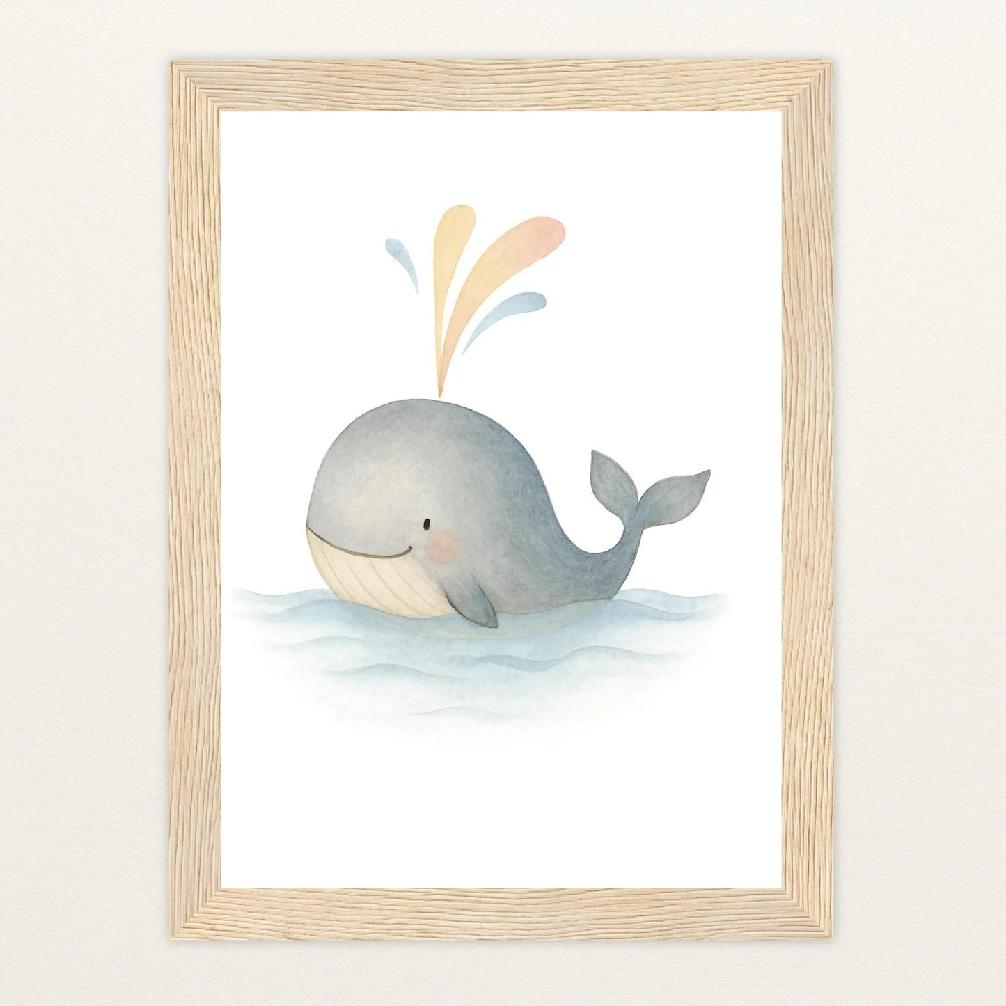 Willi der Wal - Motiv: "Freude" Poster mit Holzrahmen von tinylearner