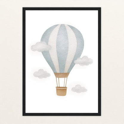 Heißluftballon Poster mit Holzrahmen von tinylearner