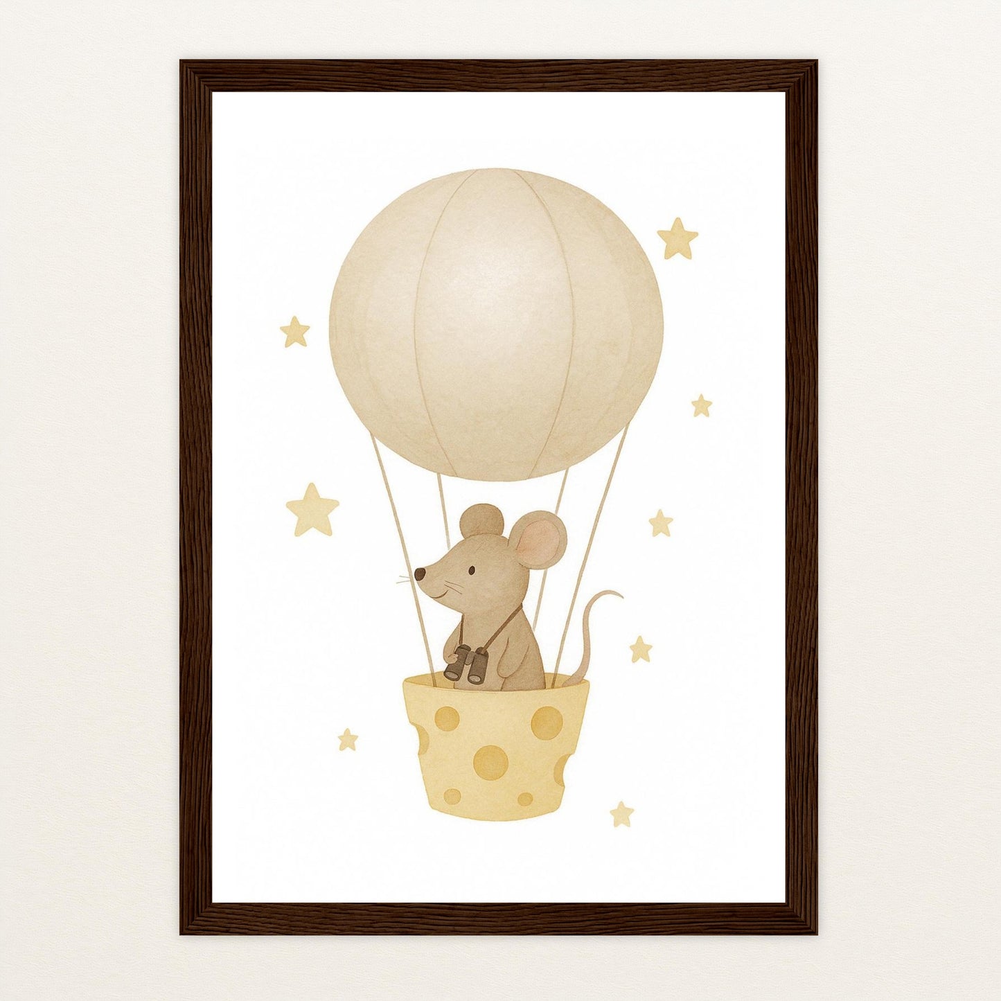 Mimi die Maus - Motiv: "Heißluftballon" Poster mit Holzrahmen von tinylearner