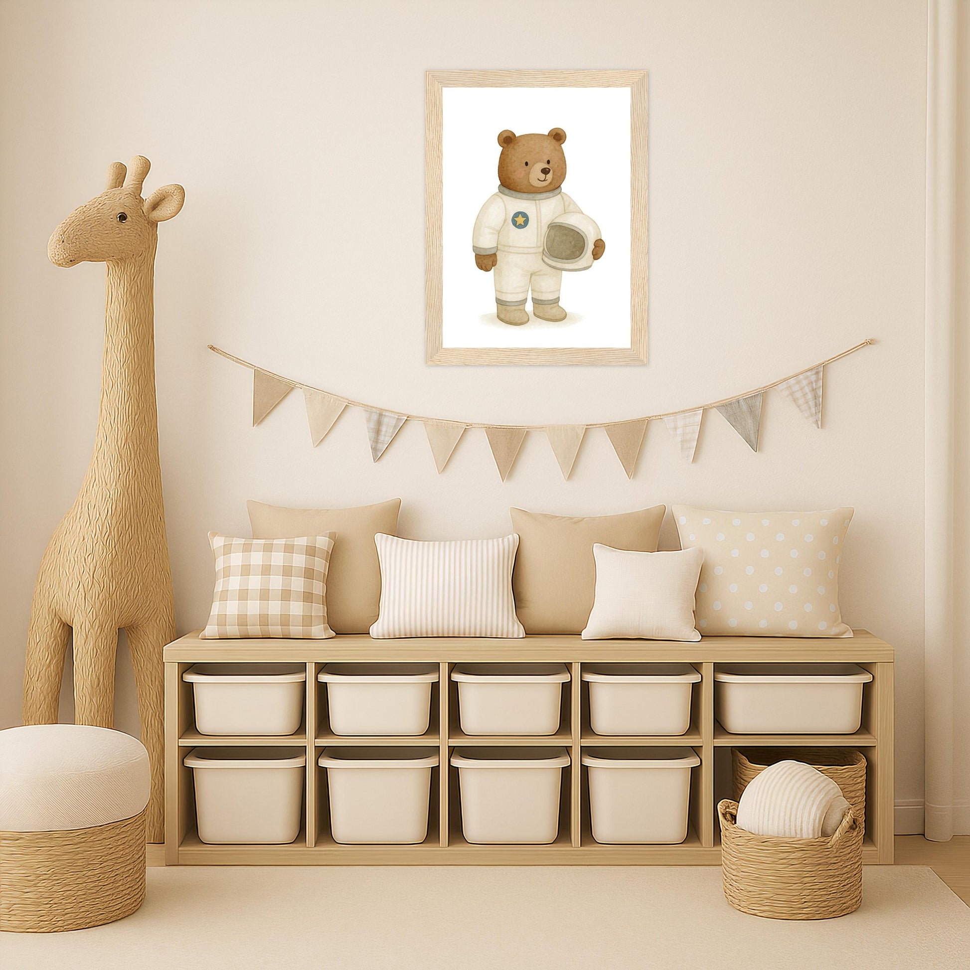 Balu der Bär - Motiv: "Astronaut" Poster mit Holzrahmen von tinylearner