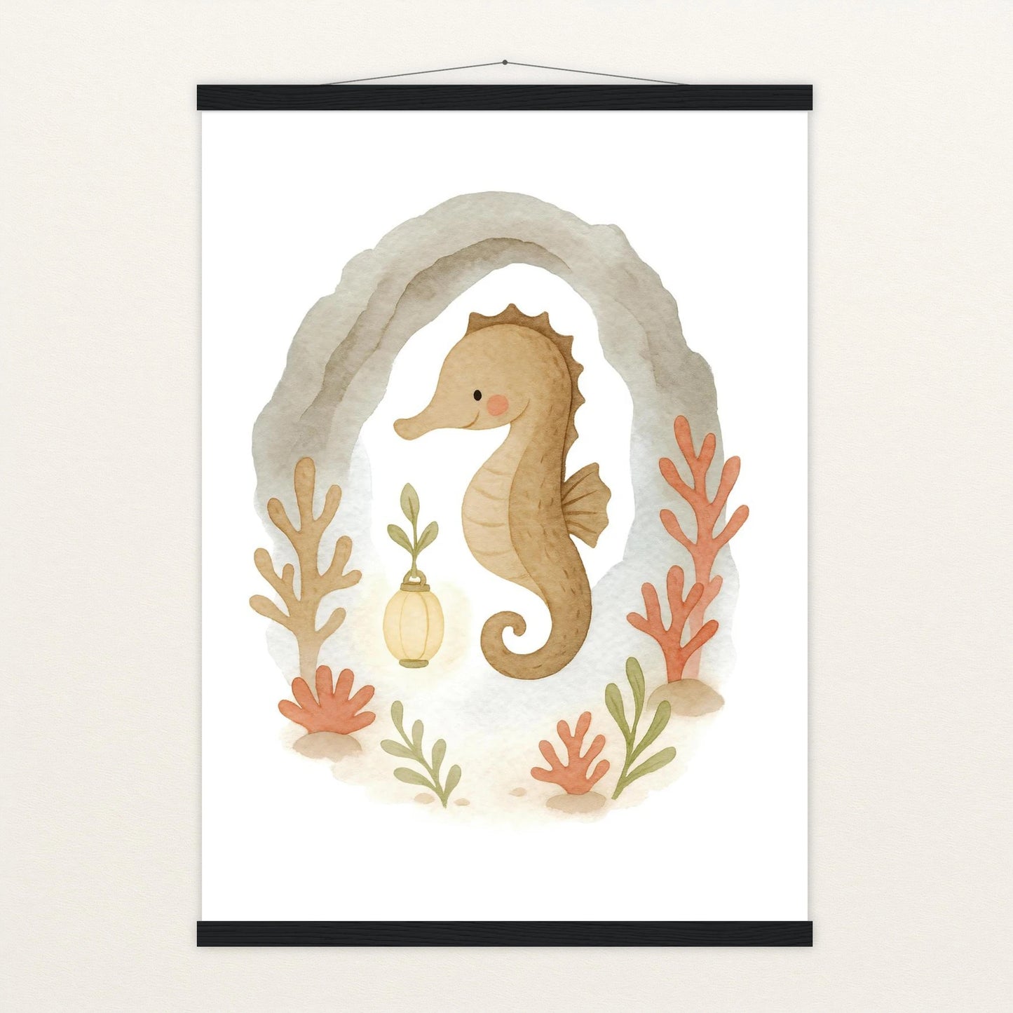 Suri das Seepferdchen - Motiv: "Höhle" Poster mit Leisten von tinylearner