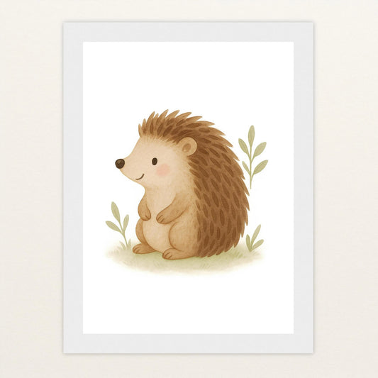 Iggi der Igel Poster mit Holzrahmen von tinylearner