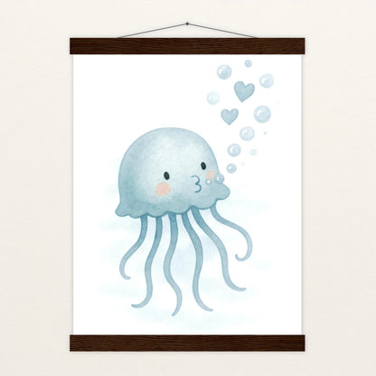 Quinn die Qualle - Motiv: "Luftblasen" Poster mit Leisten von tinylearner
