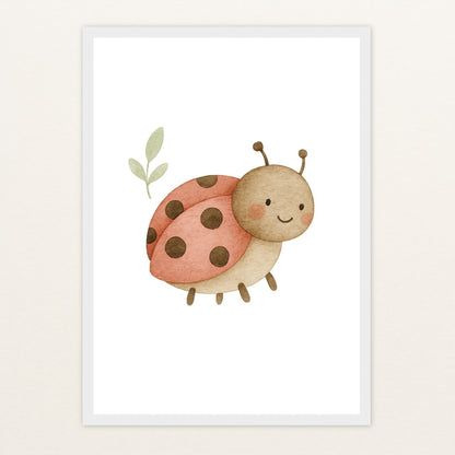 Marie der Marienenkäfer Poster mit Holzrahmen von tinylearner