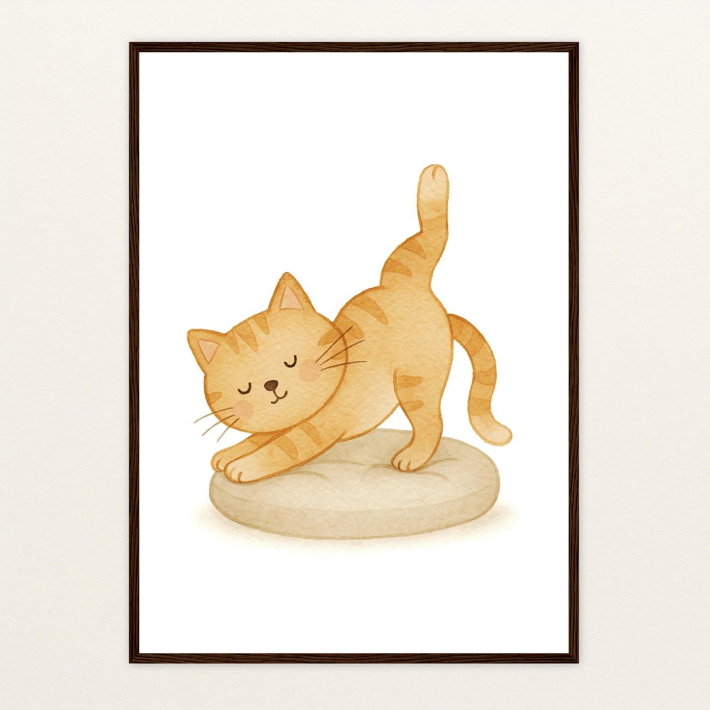 Kira die Katze - Motiv: "Yoga" Poster mit Holzrahmen von tinylearner