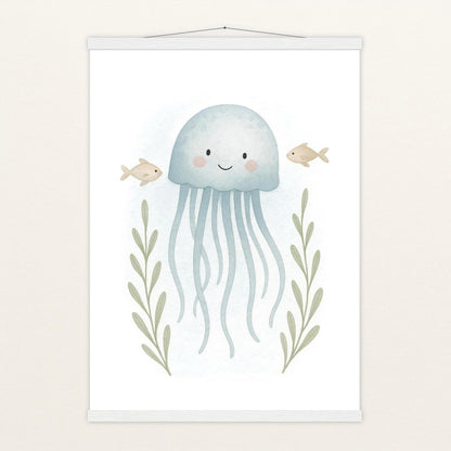 Quinn die Qualle Poster mit Leisten von tinylearner